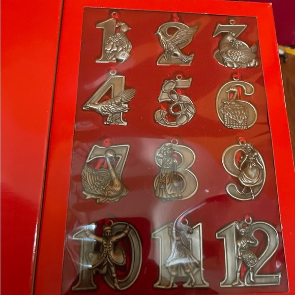 Vintage Bon Ton 12 Days Of Christmas Pewter Ornaments - Picture 1 of 8